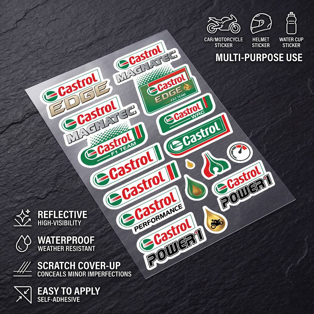 Bicycle Helmet - Pegatinas reflectantes impermeables multiusos universales Castrol,